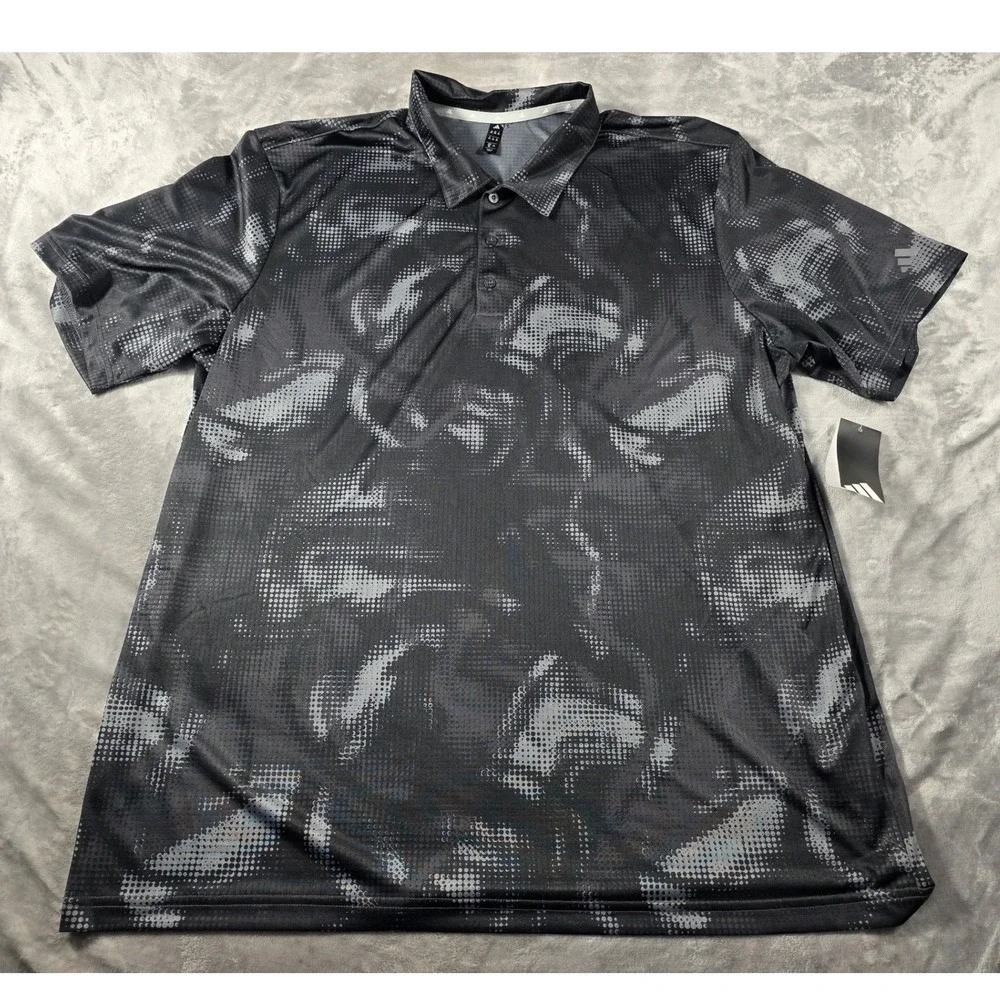 Adidas Polo Shirt Mens 2XL Breathable Lightweight Mesh Halftone Camo Golf